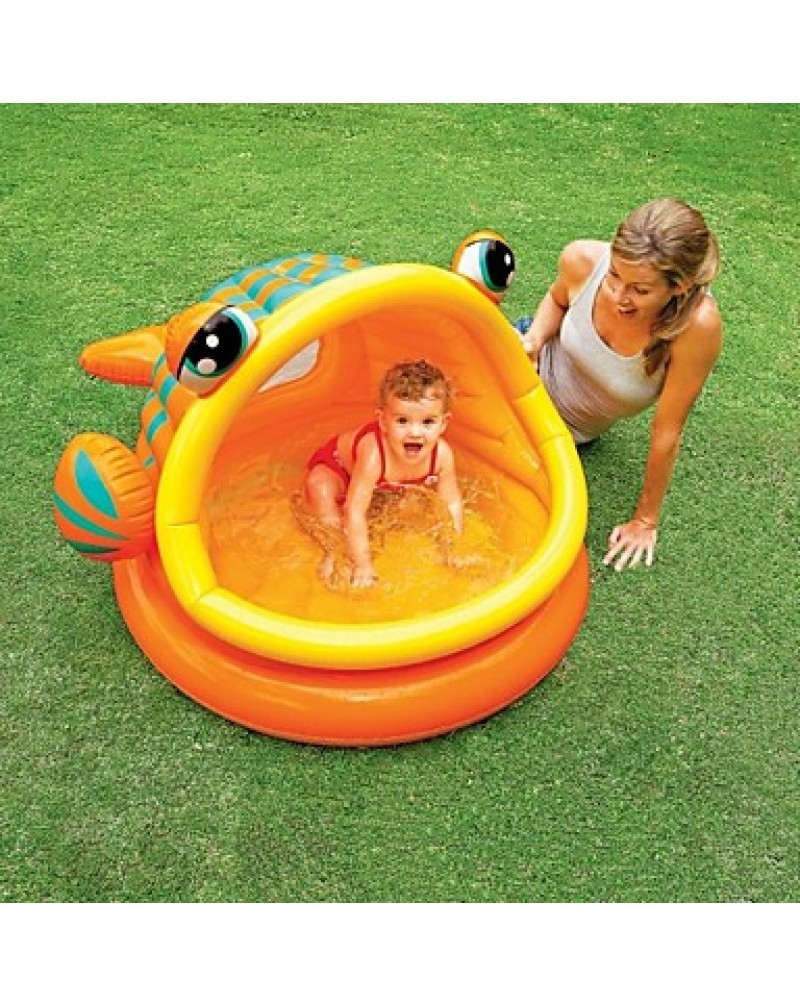 Lazy Fish Inflatable Baby Pool, 49" X 43" X 28", For Ages 1-3